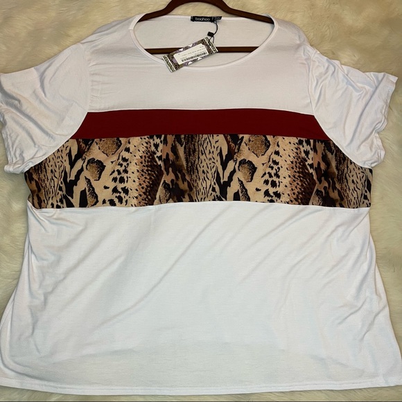 Boohoo Plus Animal Color Block T-Shirt - Picture 4 of 7
